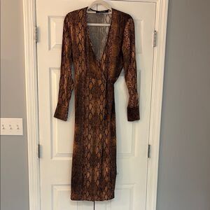 Andamane Brown Snake Print Dress